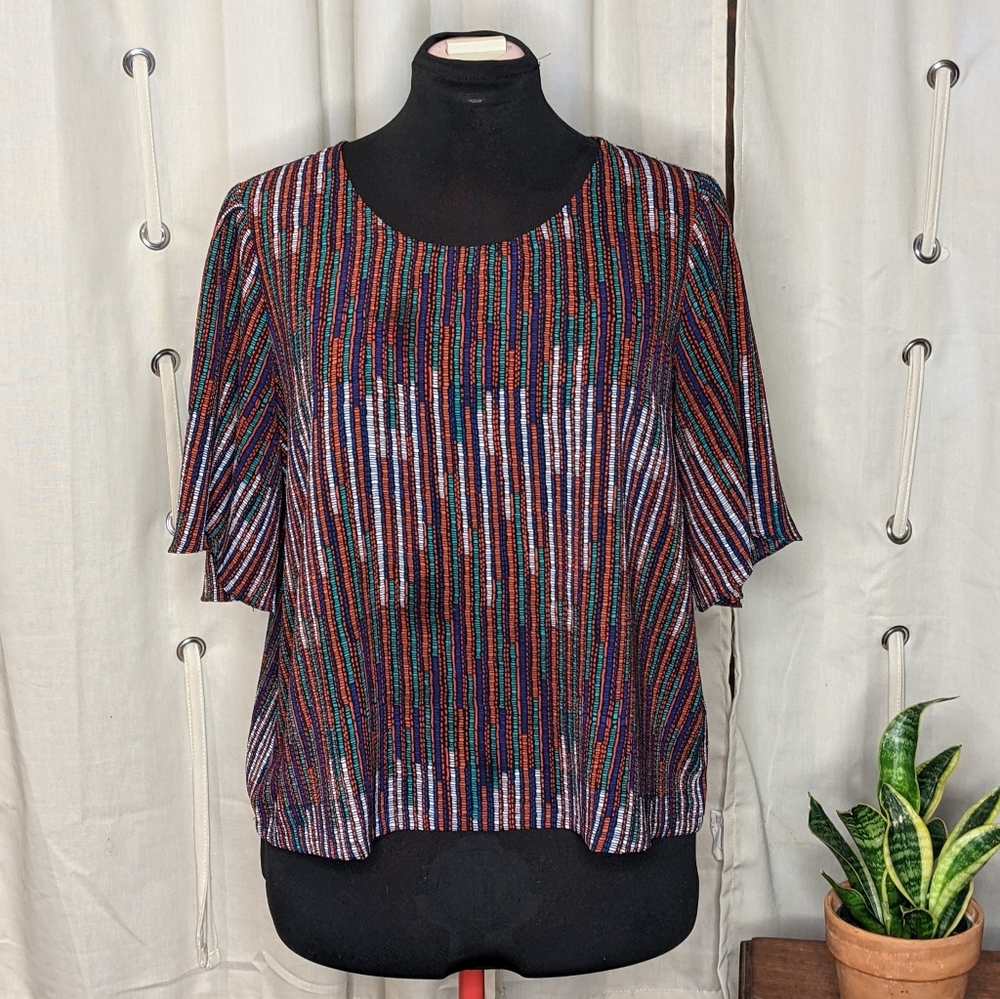 Traffic People colorful short sleeve blouse Large